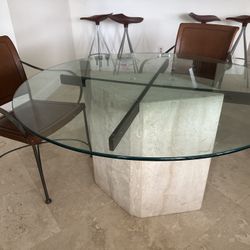 Glass Table With Rare Coral Base