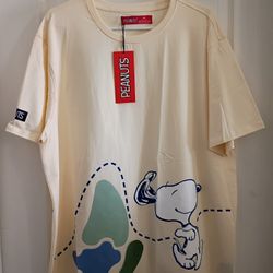 Peanuts Brand Embroidered "Pure Satisfaction" Graphic Tee Sizes S, L, 2XL & 3XL-NWT! 