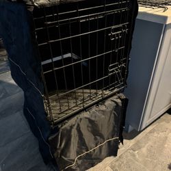 2 dog crates with dividers and covers
