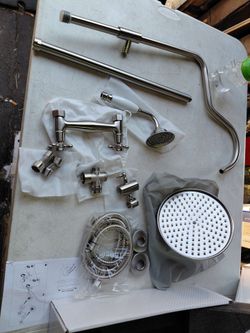 Bwe wall mount shower faucet set with valve and handsprayer in brushed nickel