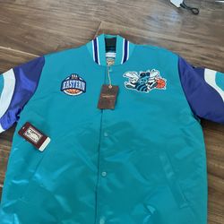 Charlotte Hornets Hornet Blue Lightweight Satin Raglan Full-Snap Jacket 