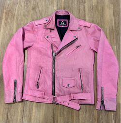 PeleCheCoco Reworked Leather Biker Motorcycle Jacket Wmns Small Light Baby Pink
