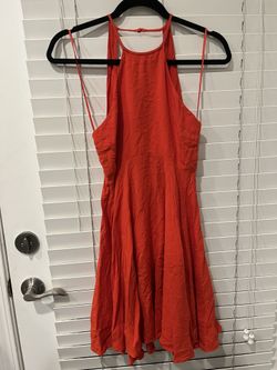Red halter dress with zipper