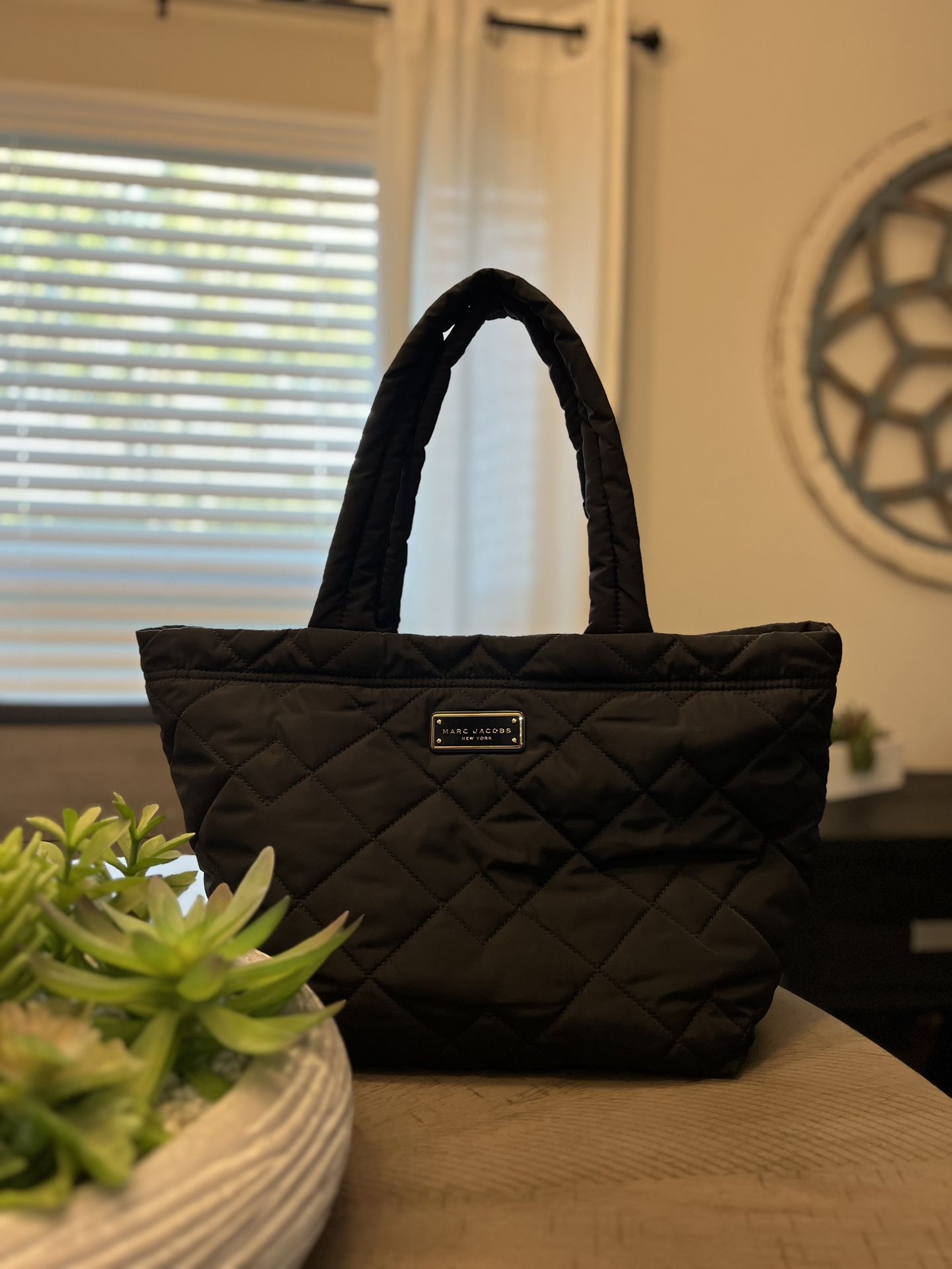 Black Marc Jacobs Quilted Nylon Medium Tote Bag