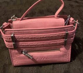 Pink Croc-Embossed Handbag