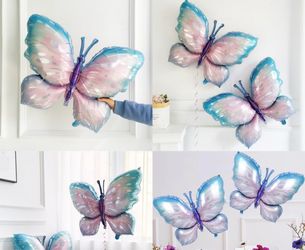 2 Large Butterfly Foil Balloons