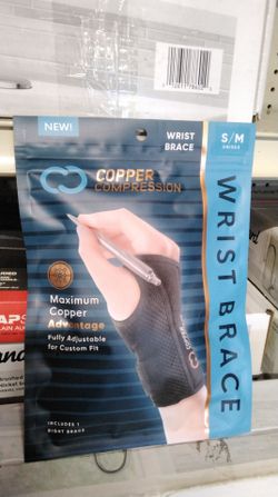 WRIST BRACE COPPER COMPRESSION UNISEX  S/M