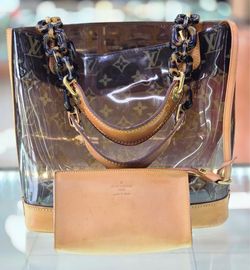Louis Vuitton Cabas Ambre Monogram Vinyl Tote Bag w/ Pouch Vintage