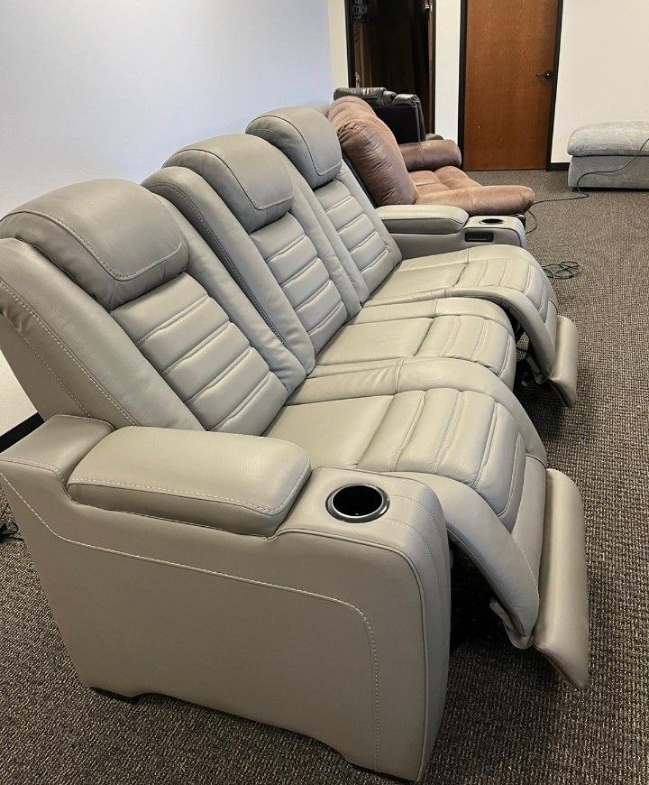 Real Leather Power Reclining Sofa Same Day Delivery