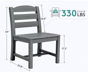 😀 4Pcs Outdoor Armless Dining Chairs, All-Weather HDPE Patio Chair for Backyard, Garden, Gray