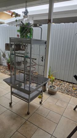 Large Bird Cage with Stand on Wheels