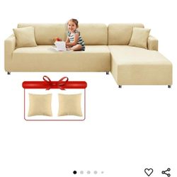 XINEAGE Sectional Couch Covers High Stretch 2 Pieces L Shape Sofa Cover with 2pcs Pillowcases Corner Couch slipcovers Chaise Cover with Elastic Bottom