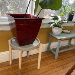 Cement Tray Top Table With Wood Legs