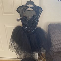 Black Leotard Dress with Rinestones