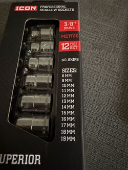Icon professional shallow sockets 3/8”drive metric 12 piece set