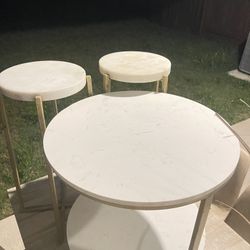 Marble and Gold Side Tables 