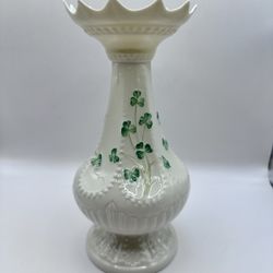 Vintage Belleek Shamrock Vase in Box Made in Ireland 7”