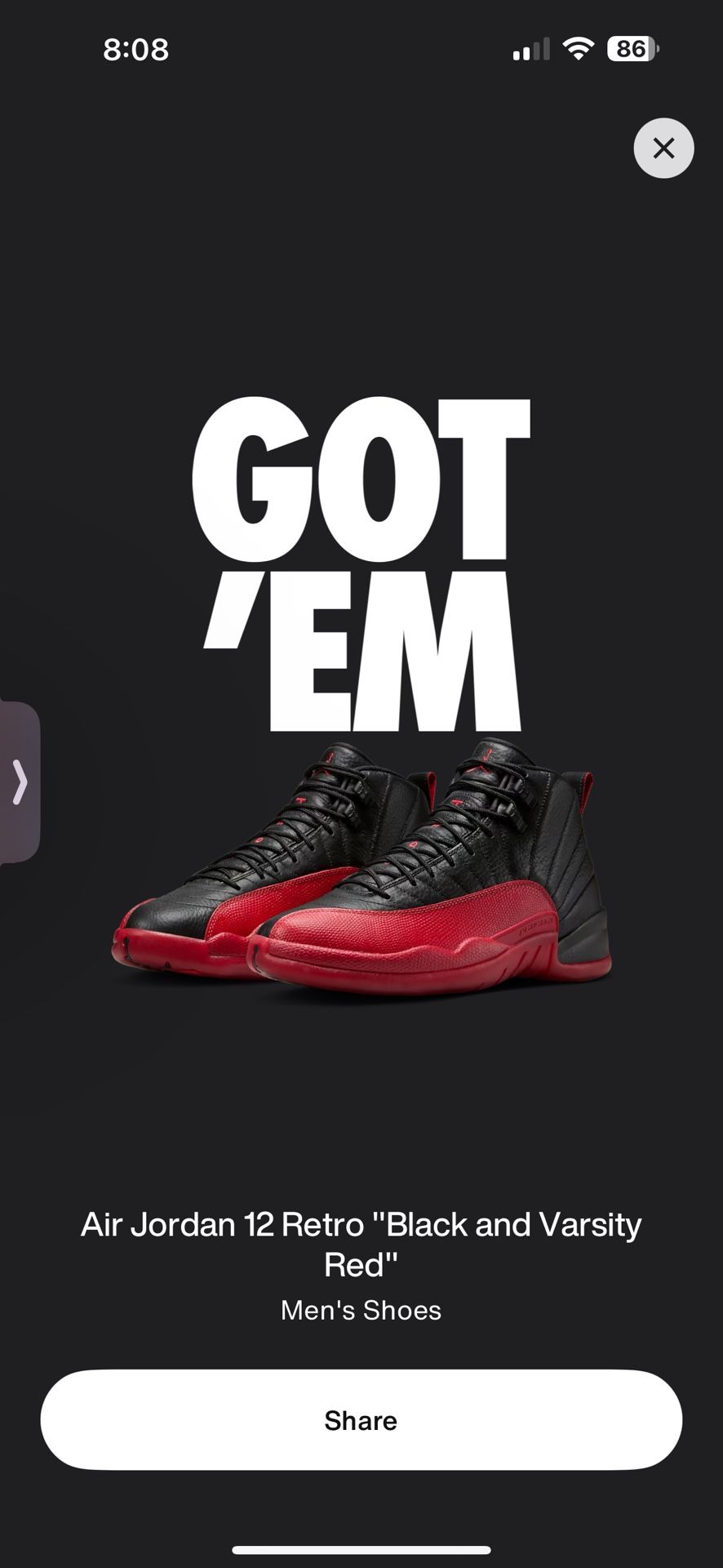 Jordan 12 “flu Game” Size 12