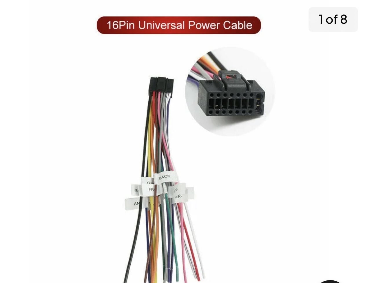 16 Pin Universal Wiring Harness for 9"/10.1" Android Car Stereos Radios