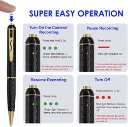64GB Hidden Camera Pen, Spy Camera with 240mins Long Battery Life, Mini Spy Camera 1080P, Small Hidden Security Cam, Nanny Cam for Business, Meeting, 