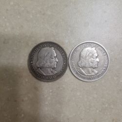 1892 And 1893 Columbian Exposition Half Silver Dollars.  $45 Each 
