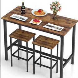 Brand New In The Box- Lamerge Kitchen Table Set for 2, Bar Table Set with Seating and Storage, Wooden Counter Height Table and Chairs Set, 3 Piece Bar