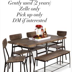6 Piece Small Dining Set With Bench 