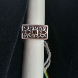 Solid Sterling Silver- .925 & .25 ctw Genuine Smoky Quartz size7