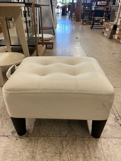 SONGMICS Foot Stool Small Velvet Ottoman w/ Thick Cushion - Cream White