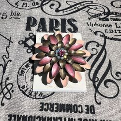 Liz Palacios Pink Austrian Flower Brooch