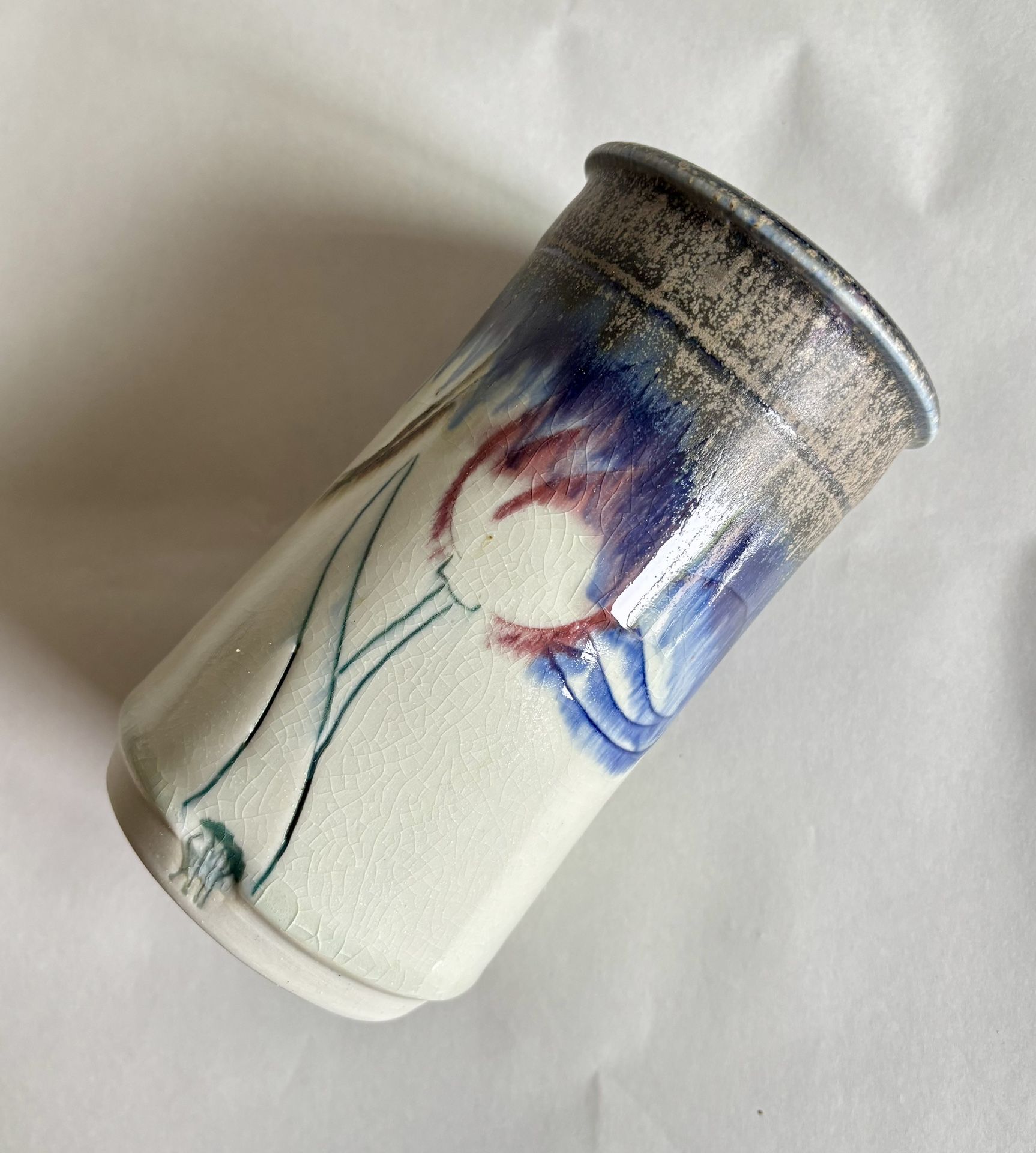 Vintage Hand Thrown Pottery Vase - SMP Initials