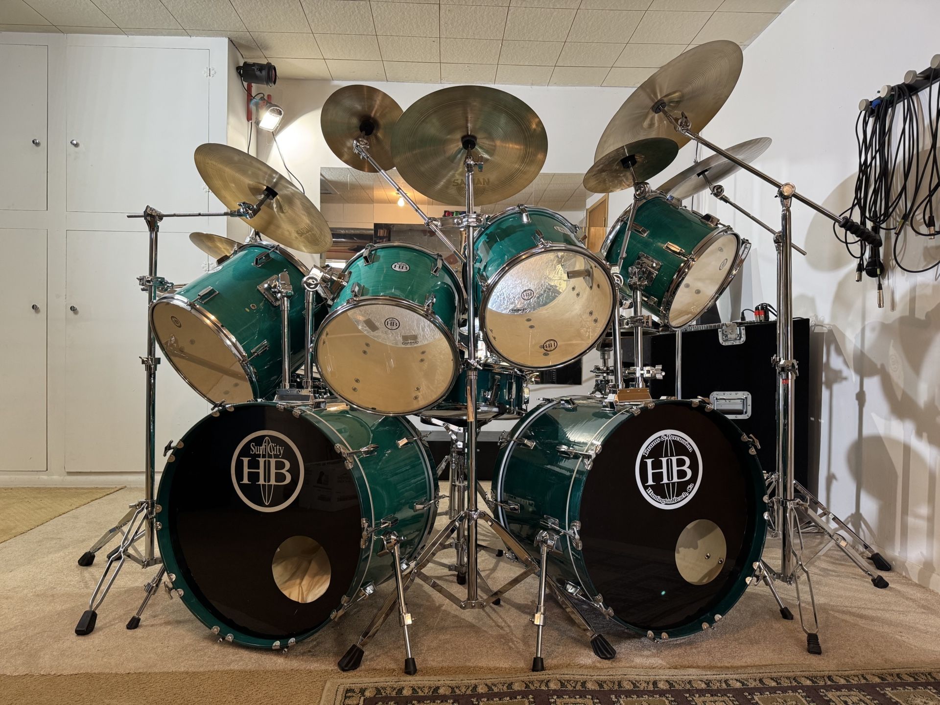 Neil Pert Signature Sabian Paragon Cymbals / 11-Piece HB Drums All Birch Drum Kit and All Hardware By