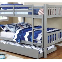 Gray Full Over Full Bunk Bed - Trundle Sold Separately (Free Delivery)