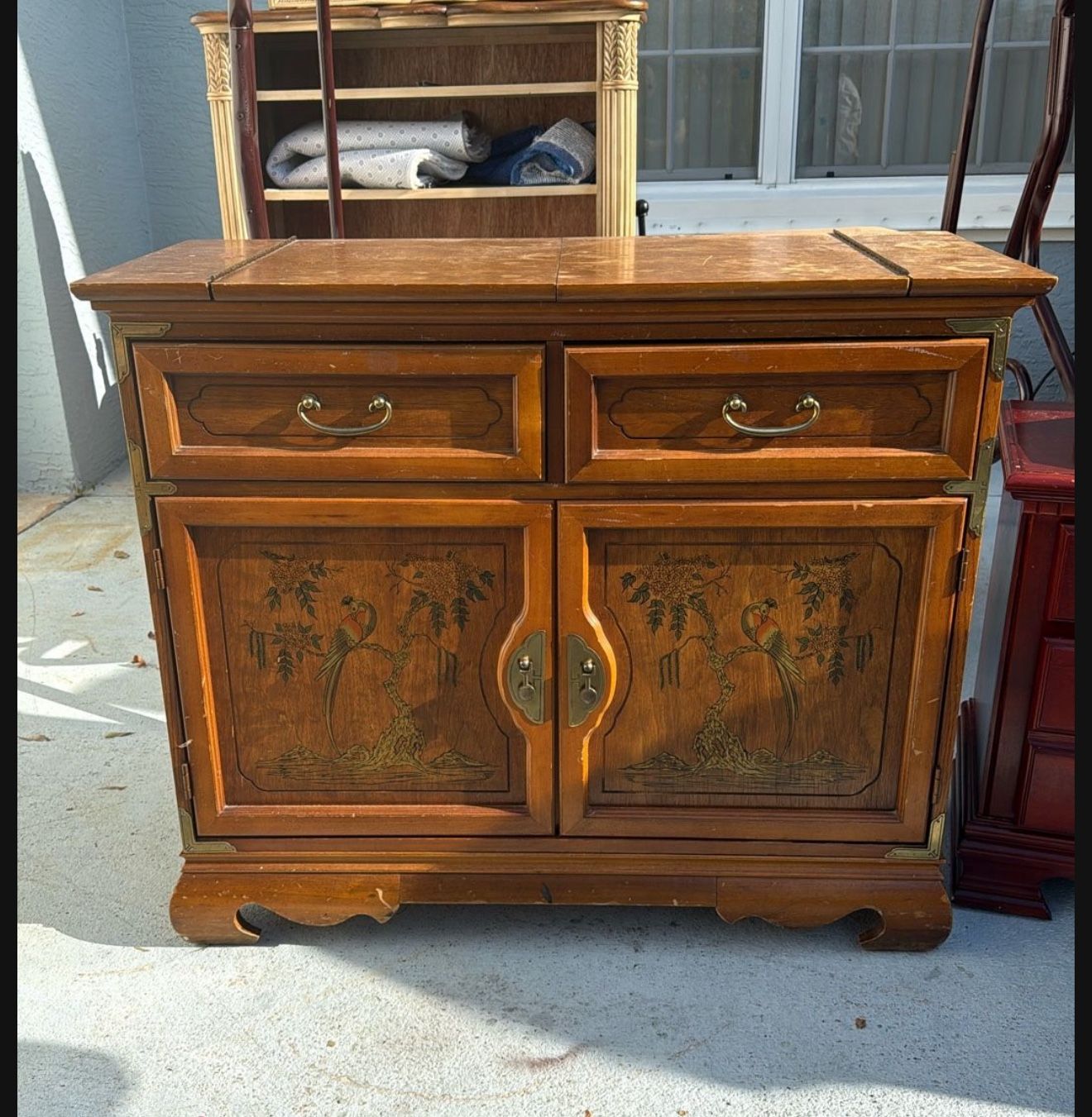 Vintage 2 Draw Wooden Cabinet Chess