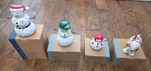 PartyLite Holiday Snowmen Candle Holders