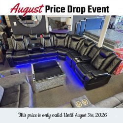 Black Breathing Leather 3-Piece Living Room Recliner Sofa