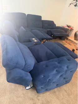 Large 4pcs blue sectional