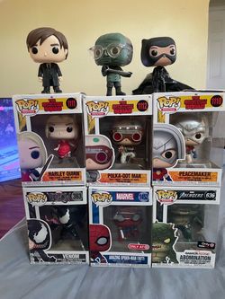 3 Marvel Funkos 6 DC Funko Pops
