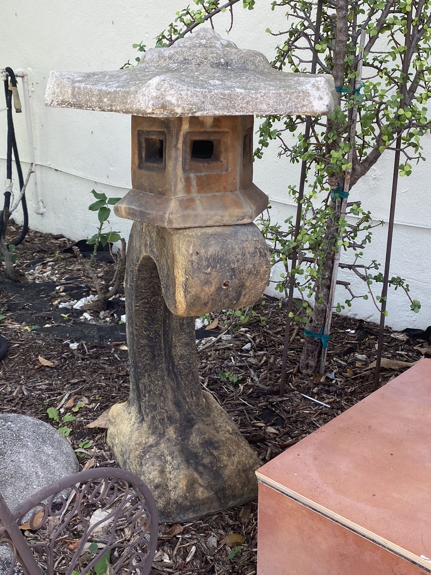 Antique Vintage Japanese 30” Tall Pagoda Stone Garden Lantern Ornament