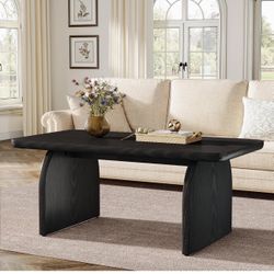 Tribesigns Rectangle Coffee Table, 47-Inch Wood Rectangular Living Room Table, Farmhouse Accent Center Low Cocktail Tea Table with Sturdy Base & Round