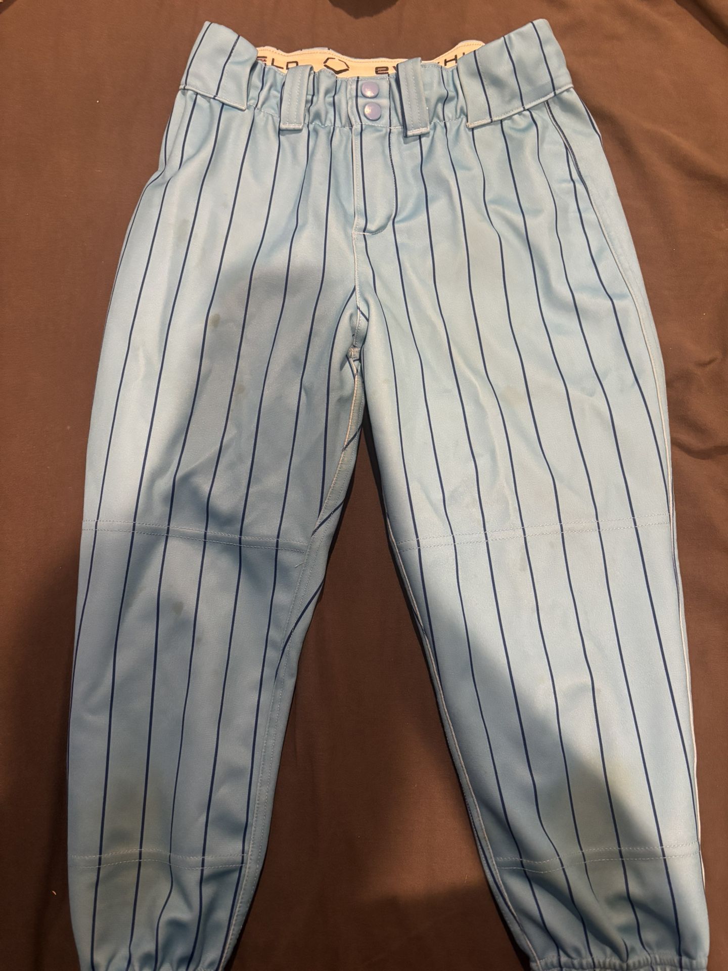 2 Custom Pairs of Baby Blue Pinstripe Softball Evoshield Pants