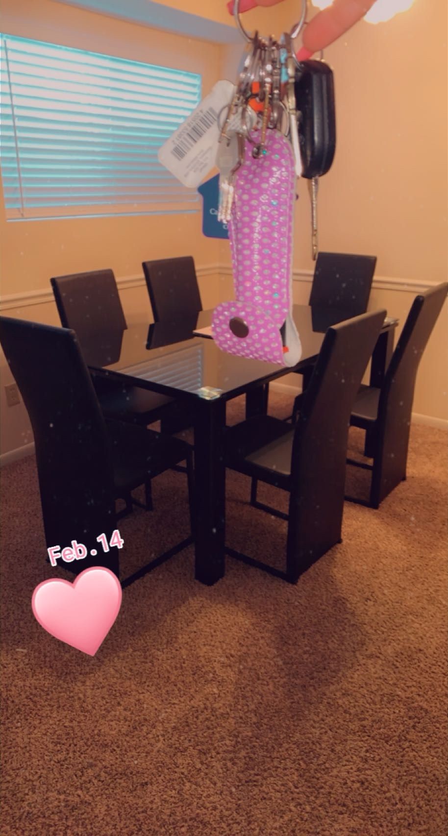 7pc Black Glass Table Set
