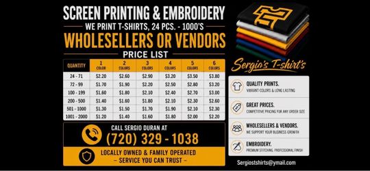 SCREEN PRINTING (sellers or vendors)