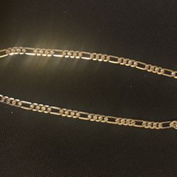 18” 18K  Solid Gold Men's Figaro Chain Necklace
