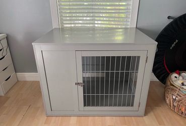 Grey dog cage furniture