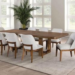 9 Pc Chestnut Dining Table Set Brand New In Box 