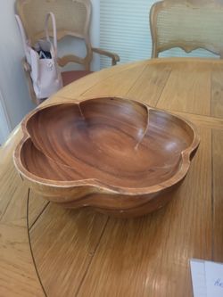 Hand Carved Wooden Serving Bowl