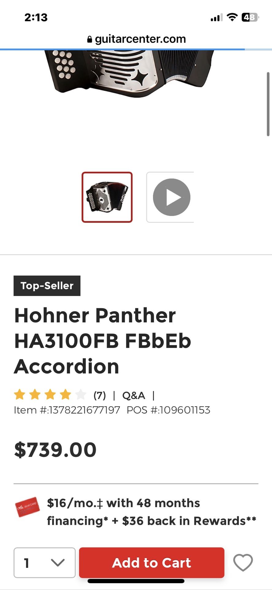Hohner panther ha3100fb fbbeb accordion deals