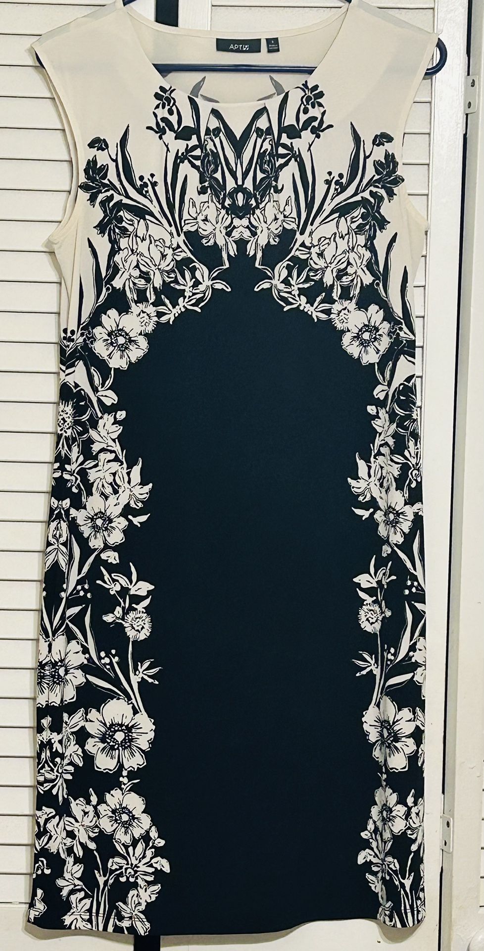 Floral Black And White Dress Knee Length 