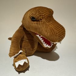 Naturally Kids T-Rex Plush Dinosaur 8" Ribbed Corduroy Stuffed Animal Toy